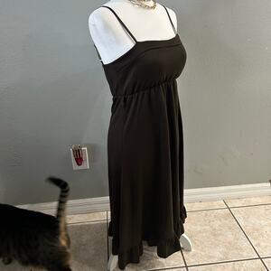 B Studio Brown Spaghetti Strap Midi Dress Ruffle Hem | EU 40